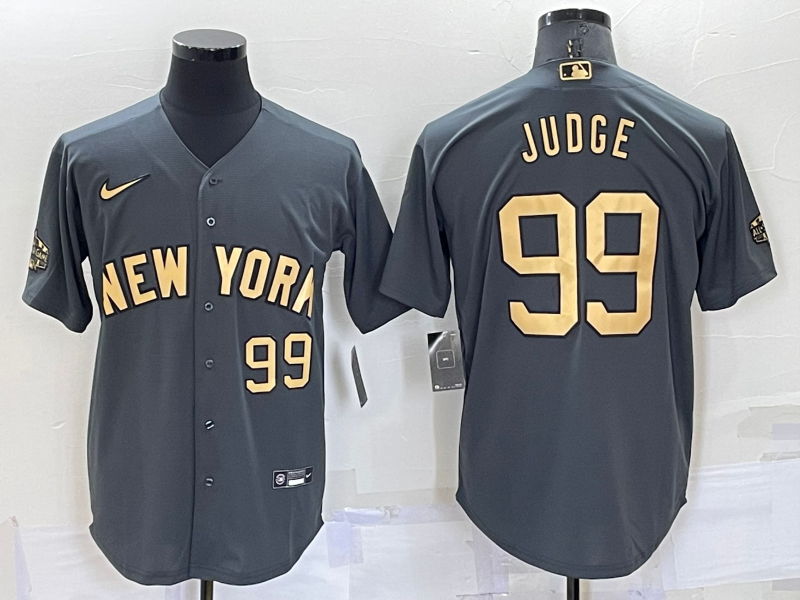 Men's New York Yankees #99 Aaron Judge 2022 All-Star Charcoal Cool Base Stitched Baseball Jersey Men's New York Yankees #99 Aaron Judge 2022 All-Star Charcoal Cool Base Stitched Baseball Jersey